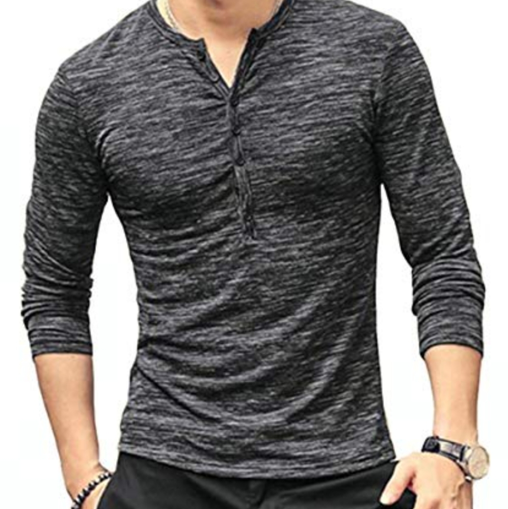 NWT Men's MLANM Slim Fit Casual Henley Basic Long Sleeve T Shirt Size Medium